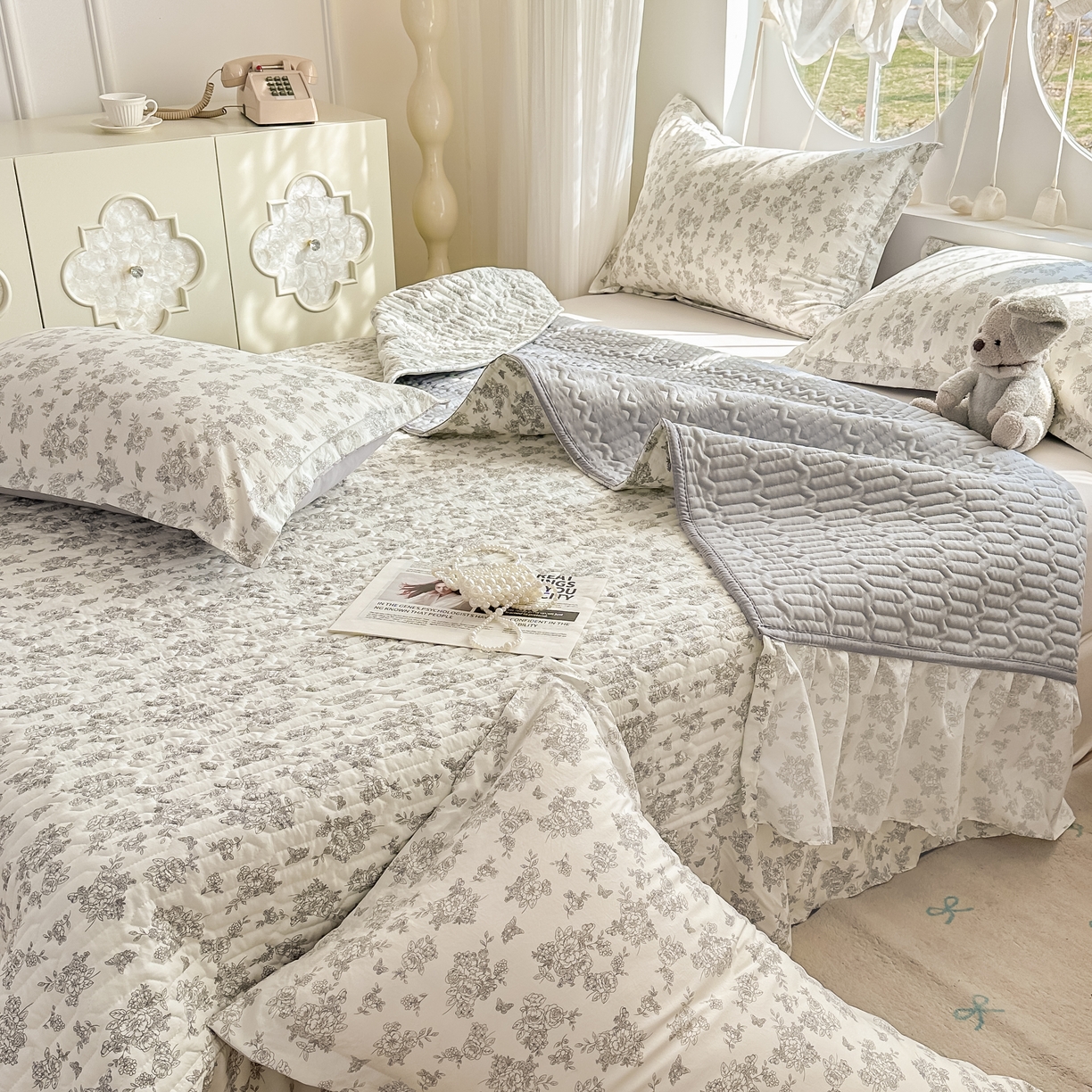 91家纺网 家纺一手货源 找家纺 花满路 2026新款床盖四件套 木槿