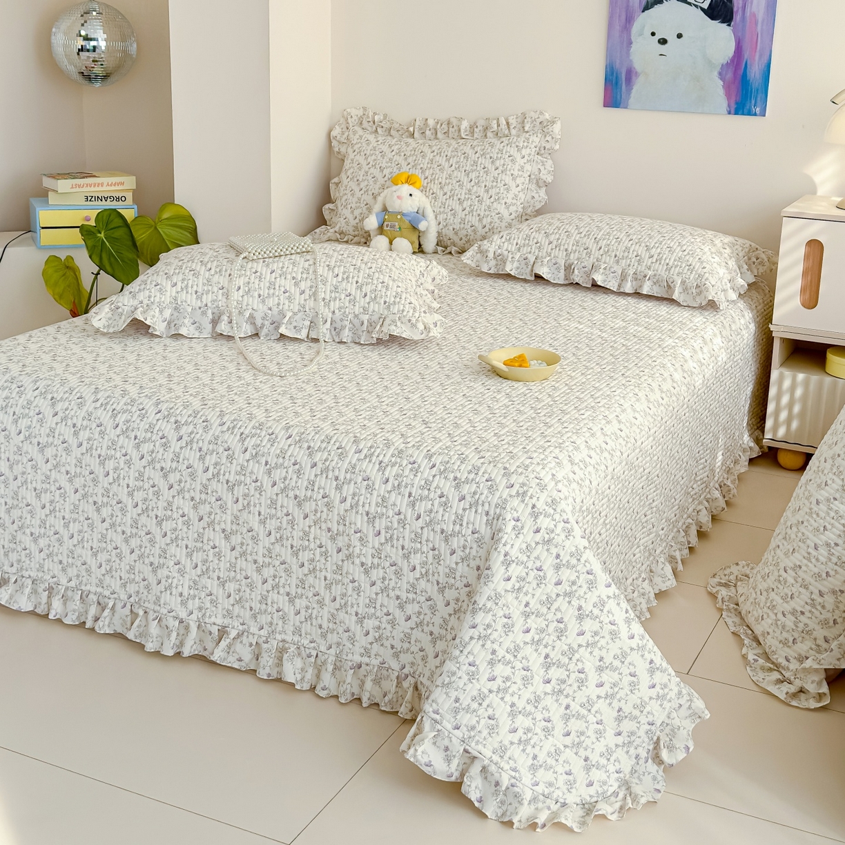 91家纺网 家纺一手货源 找家纺 归属 2026春夏新款古法仿棉床盖夏被四件套夏凉被空调被系列 花间彩蝶