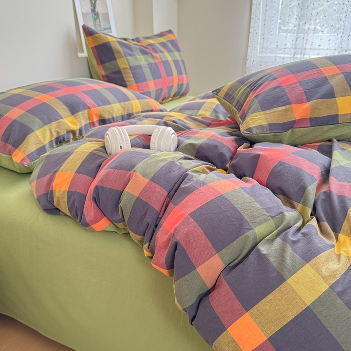 91家纺网 家纺一手货源 找家纺 佑佳家纺 2026新款全棉色织水洗棉四件套 牛油果-绿