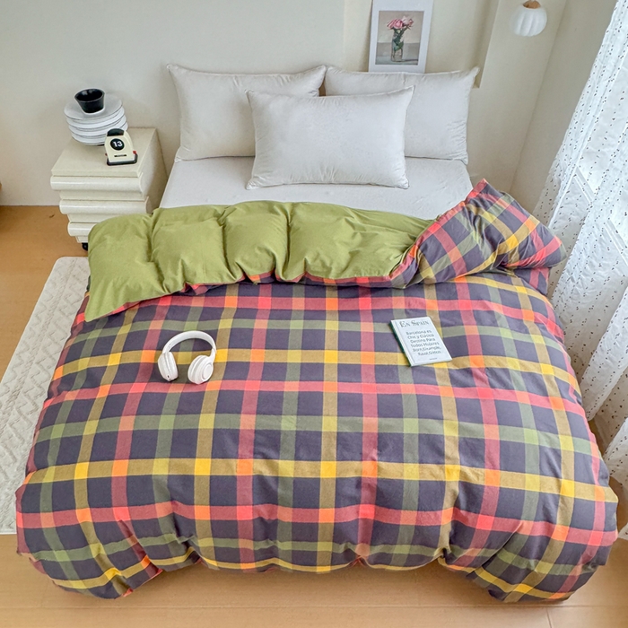 91家纺网 家纺一手货源 找家纺 佑佳家纺 2026新款全棉色织水洗棉四件套 牛油果-绿