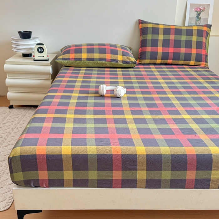 91家纺网 家纺一手货源 找家纺 佑佳家纺 2026新款全棉色织水洗棉四件套 牛油果-绿