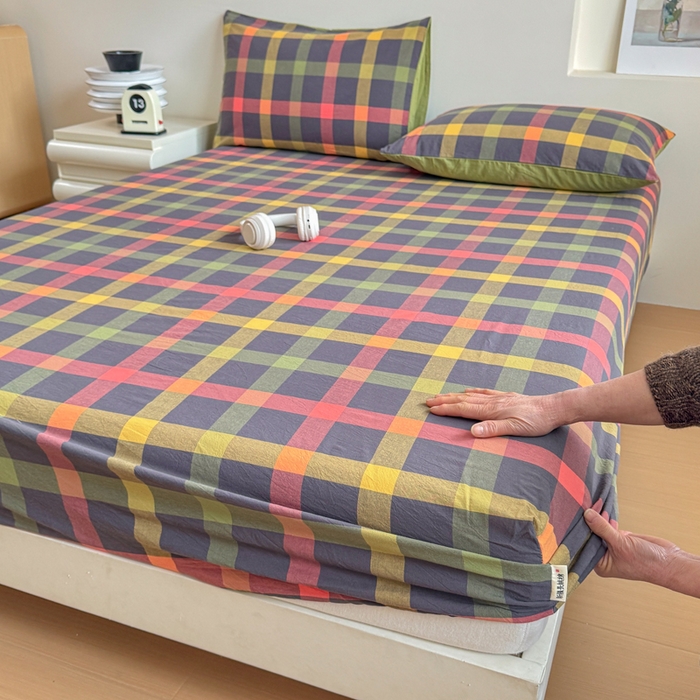 91家纺网 家纺一手货源 找家纺 佑佳家纺 2026新款全棉色织水洗棉四件套 牛油果-绿