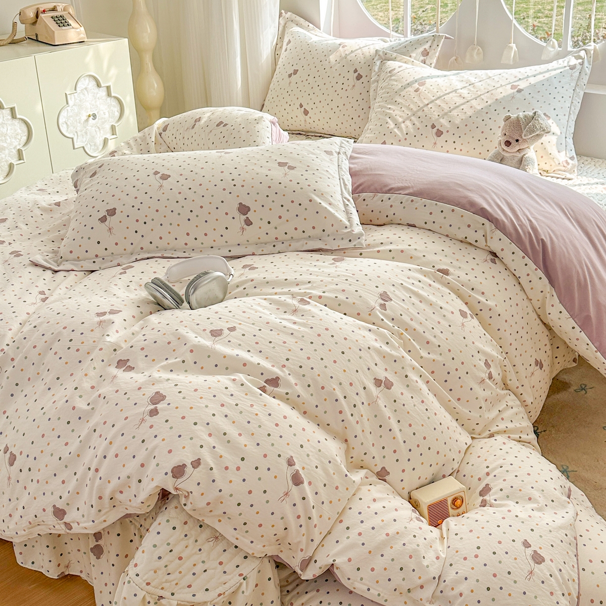 花满路 2026新款床盖四件套 气球小熊