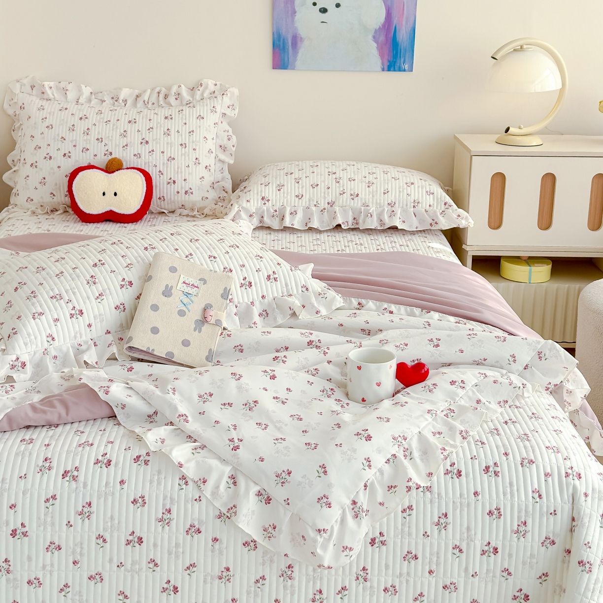 91家纺网 家纺一手货源 找家纺 归属 2026春夏新款古法仿棉床盖夏被四件套夏凉被空调被系列 花开半夏