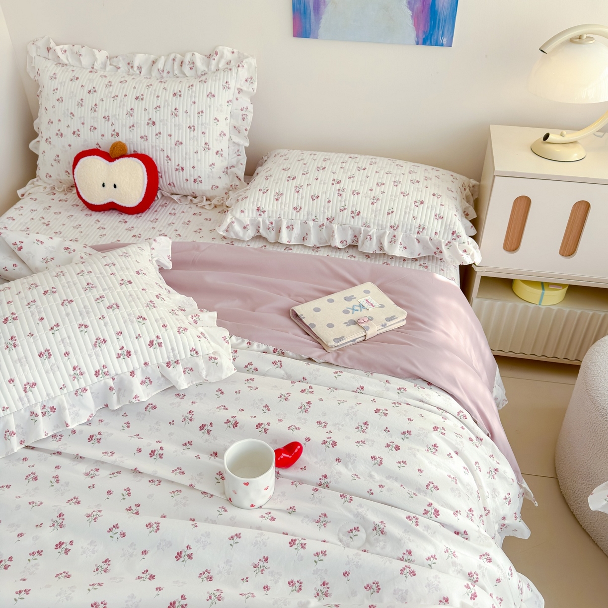 91家纺网 家纺一手货源 找家纺 归属 2026春夏新款古法仿棉床盖夏被四件套夏凉被空调被系列 花开半夏