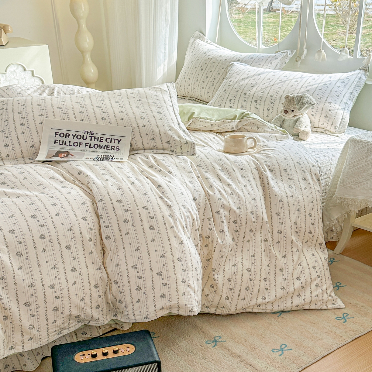 91家纺网 家纺一手货源 找家纺 花满路 2026新款床盖四件套 山野之藤