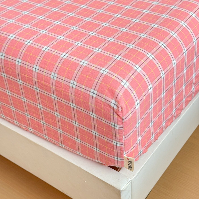 91家纺网 家纺一手货源 找家纺 佑佳家纺 2026新款全棉色织水洗棉四件套 羽梦-粉