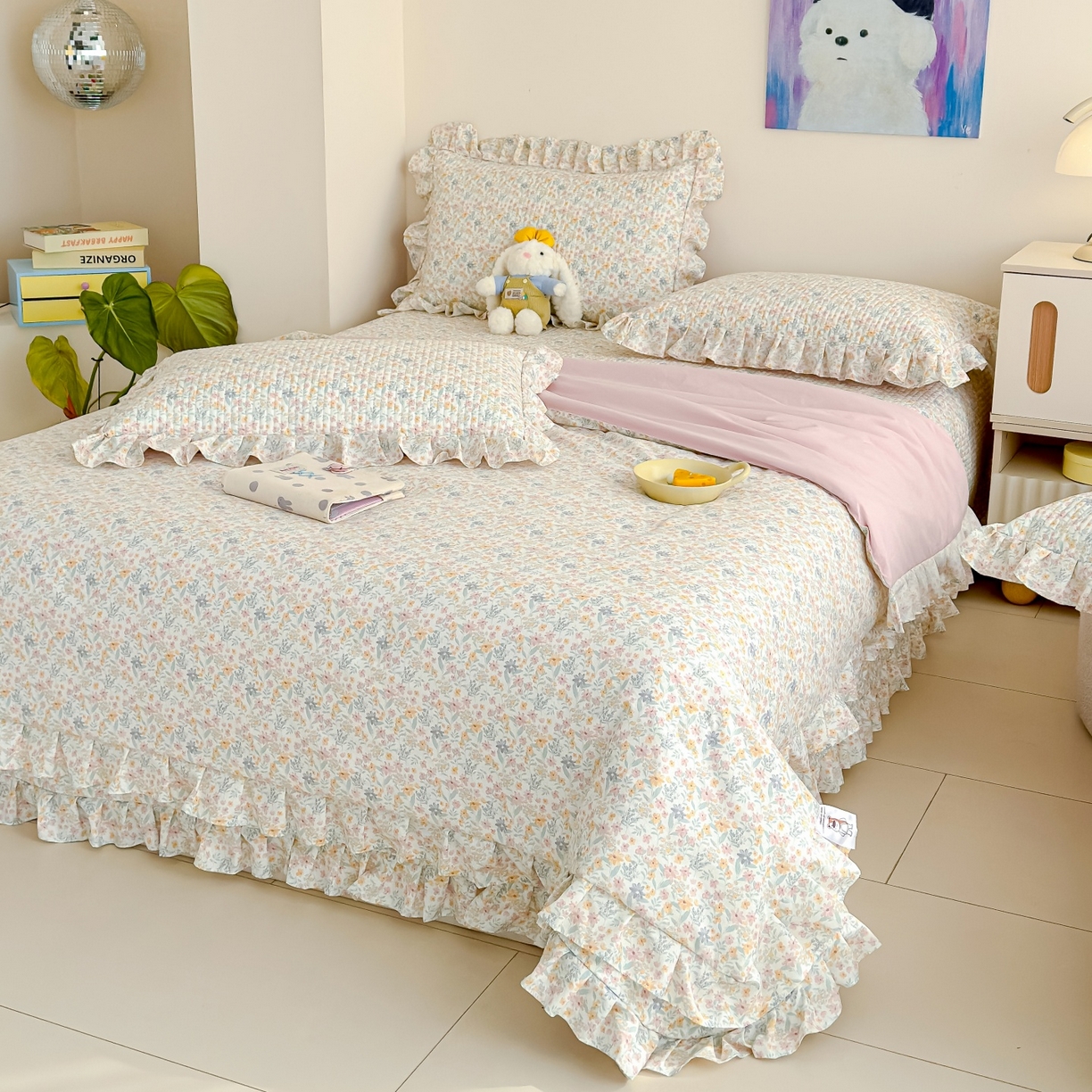 91家纺网 家纺一手货源 找家纺 归属 2026春夏新款古法仿棉床盖夏被四件套夏凉被空调被系列 花栖时光