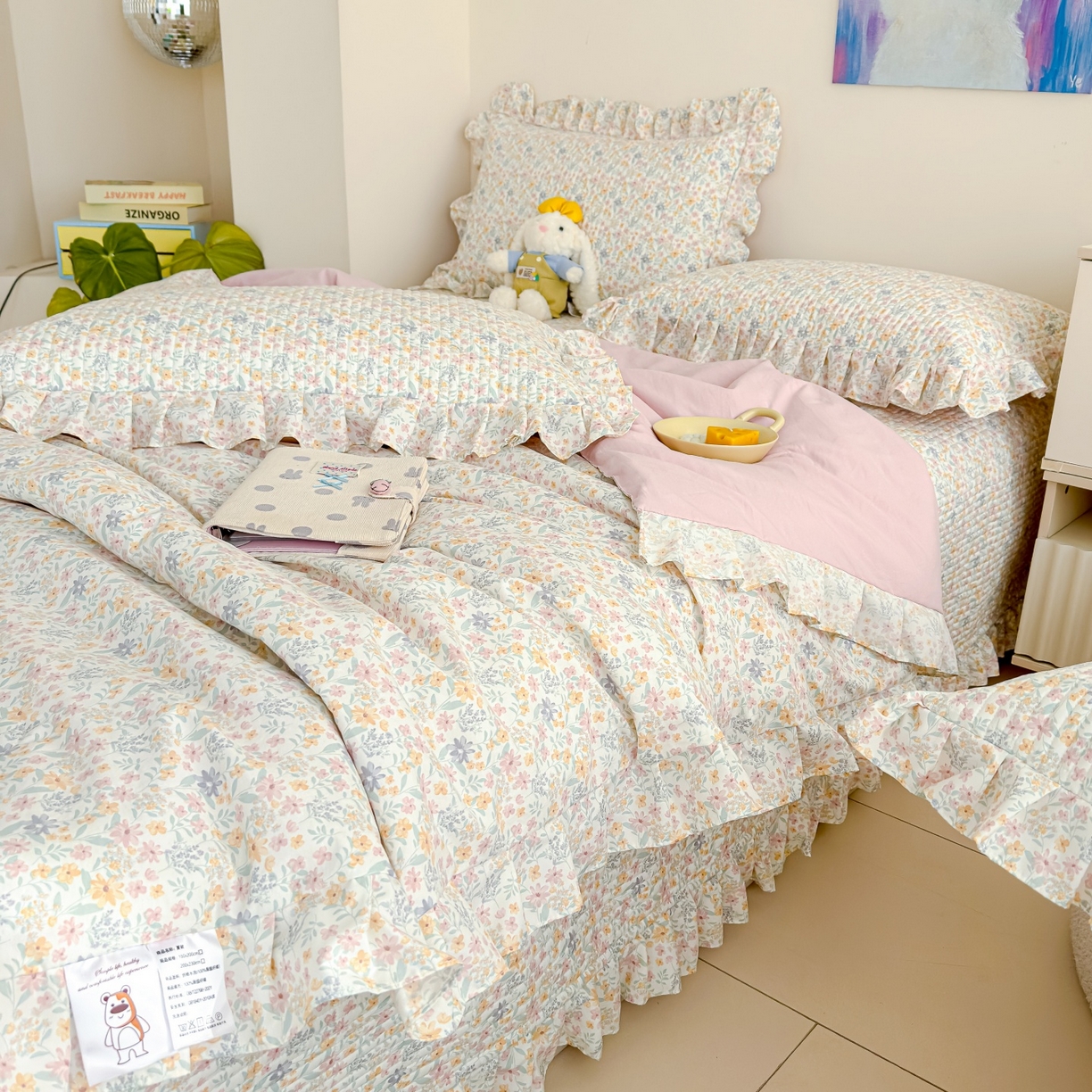 91家纺网 家纺一手货源 找家纺 归属 2026春夏新款古法仿棉床盖夏被四件套夏凉被空调被系列 花栖时光