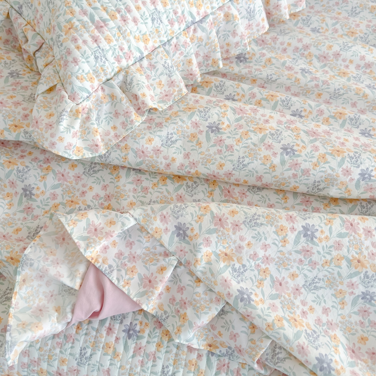 91家纺网 家纺一手货源 找家纺 归属 2026春夏新款古法仿棉床盖夏被四件套夏凉被空调被系列 花栖时光