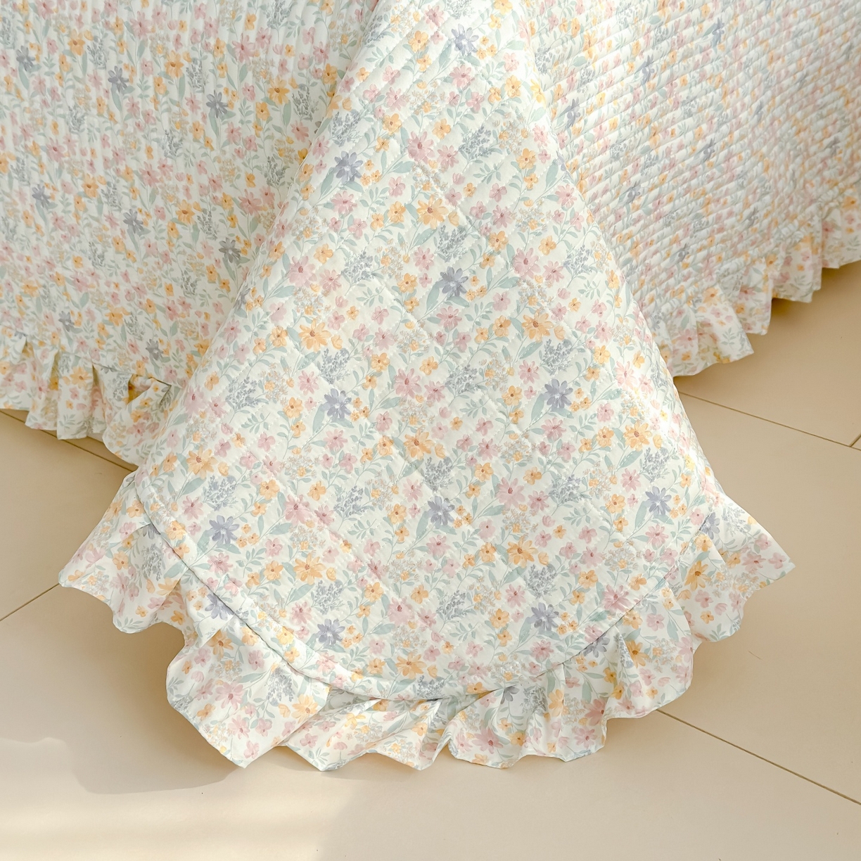 91家纺网 家纺一手货源 找家纺 归属 2026春夏新款古法仿棉床盖夏被四件套夏凉被空调被系列 花栖时光