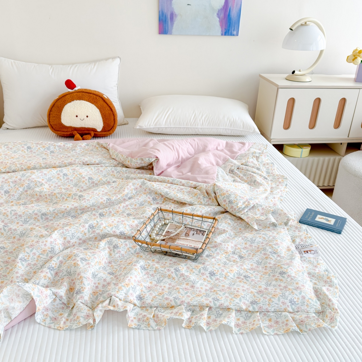 91家纺网 家纺一手货源 找家纺 归属 2026春夏新款古法仿棉床盖夏被四件套夏凉被空调被系列 花栖时光