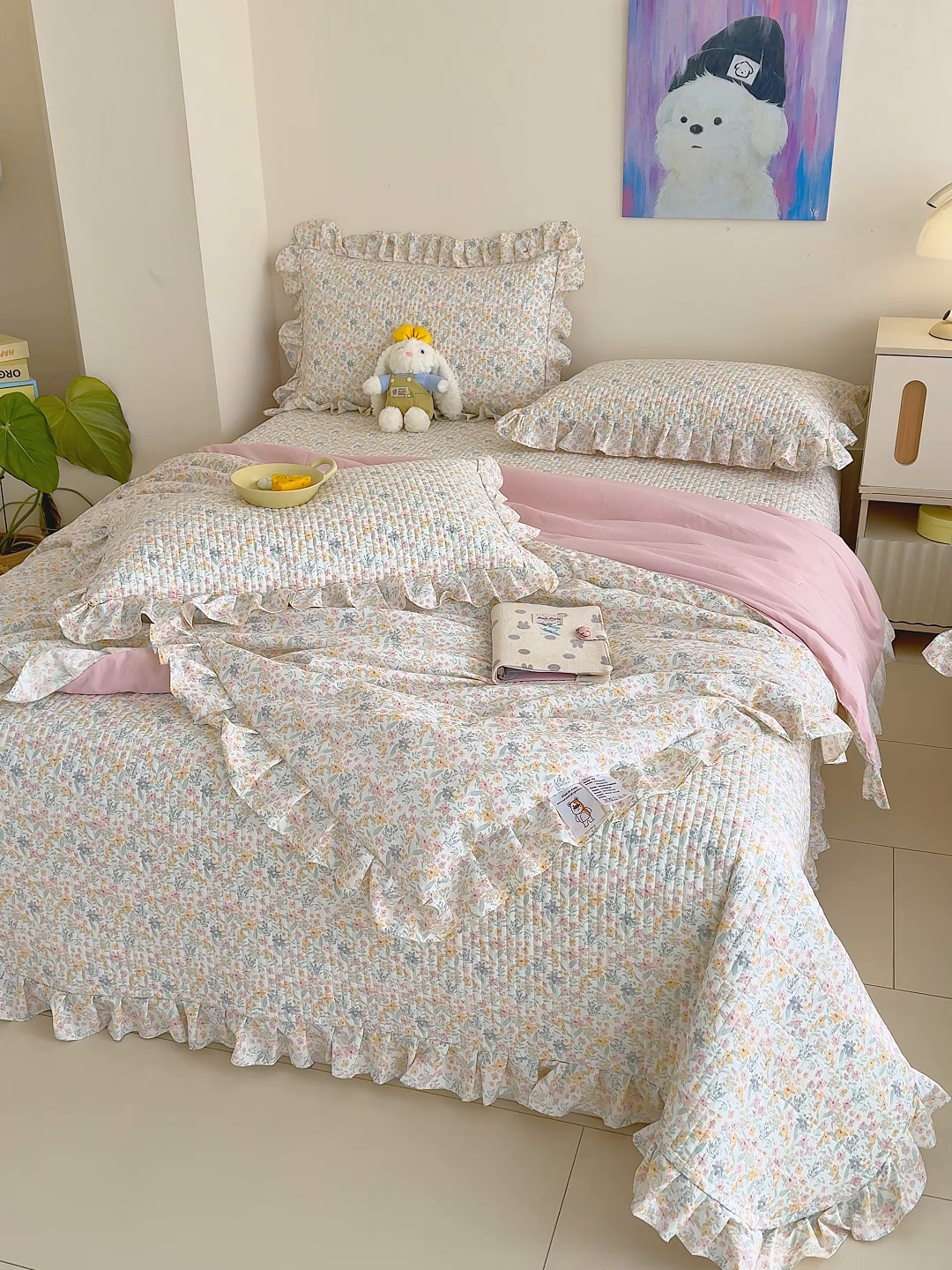 91家纺网 家纺一手货源 找家纺 归属 2026春夏新款古法仿棉床盖夏被四件套夏凉被空调被系列 花栖时光