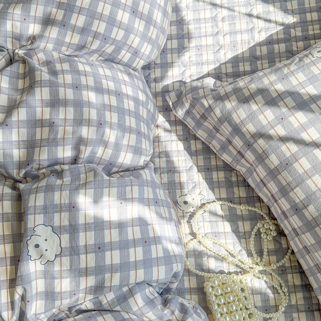 91家纺网 家纺一手货源 找家纺 花满路 2026新款床盖四件套 小蓝格