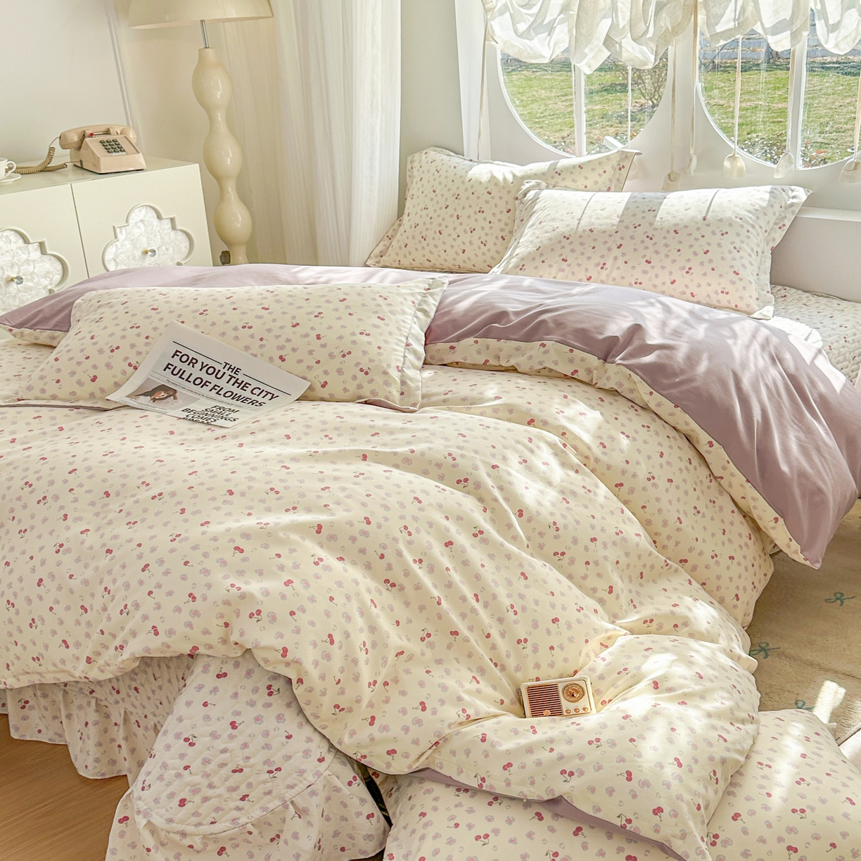 花满路 2026新款床盖四件套 小樱桃