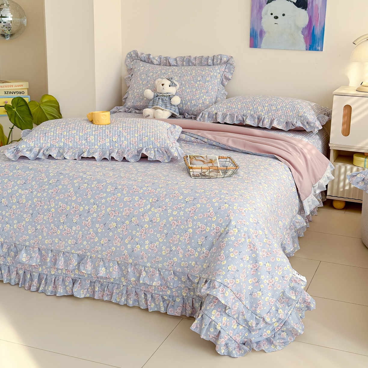 91家纺网 家纺一手货源 找家纺 归属 2026春夏新款古法仿棉床盖夏被四件套夏凉被空调被系列 花漾玫瑰