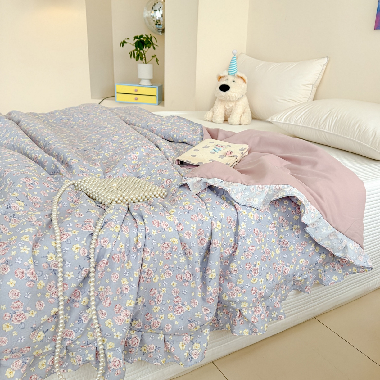 91家纺网 家纺一手货源 找家纺 归属 2026春夏新款古法仿棉床盖夏被四件套夏凉被空调被系列 花漾玫瑰