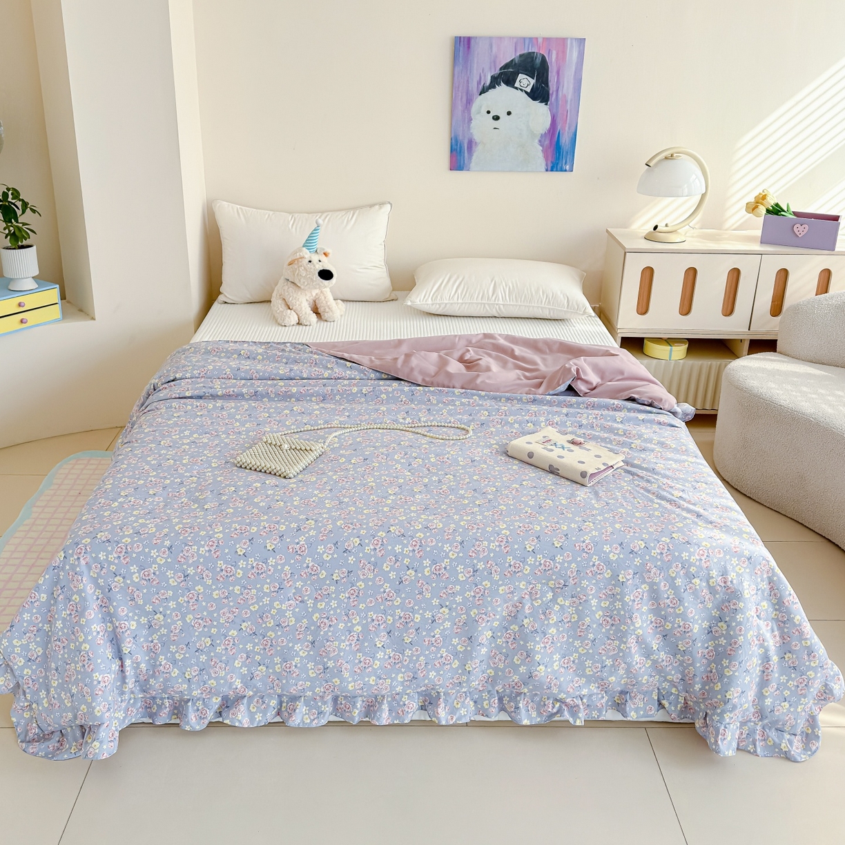 91家纺网 家纺一手货源 找家纺 归属 2026春夏新款古法仿棉床盖夏被四件套夏凉被空调被系列 花漾玫瑰