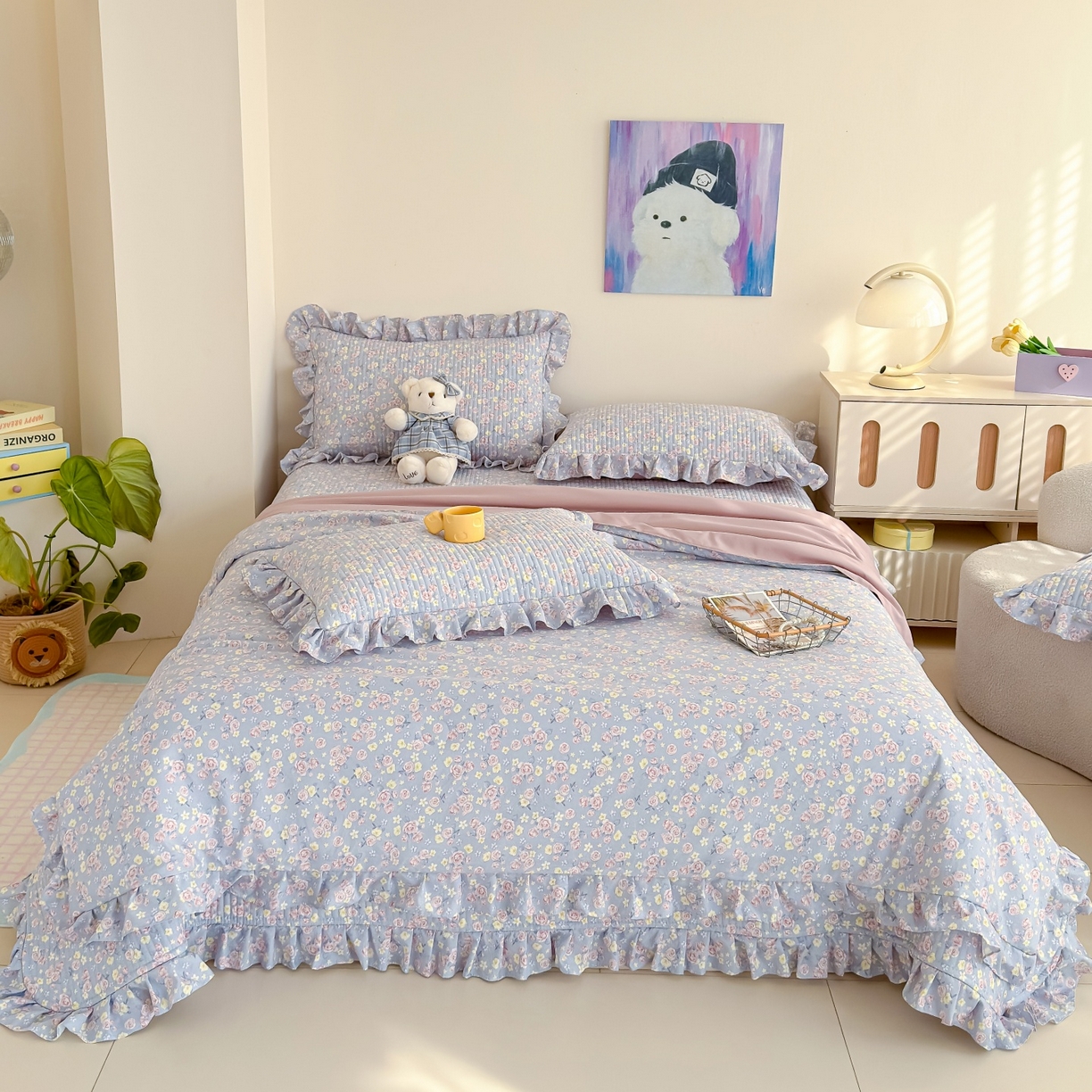 91家纺网 家纺一手货源 找家纺 归属 2026春夏新款古法仿棉床盖夏被四件套夏凉被空调被系列 花漾玫瑰