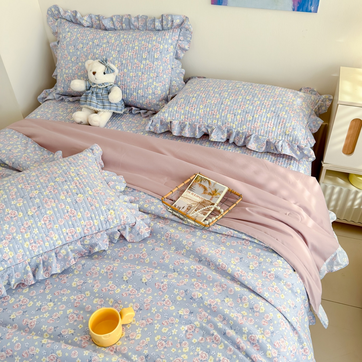 91家纺网 家纺一手货源 找家纺 归属 2026春夏新款古法仿棉床盖夏被四件套夏凉被空调被系列 花漾玫瑰