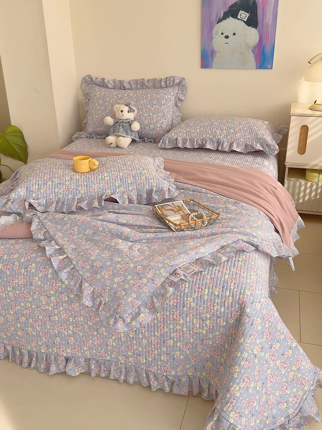 91家纺网 家纺一手货源 找家纺 归属 2026春夏新款古法仿棉床盖夏被四件套夏凉被空调被系列 花漾玫瑰