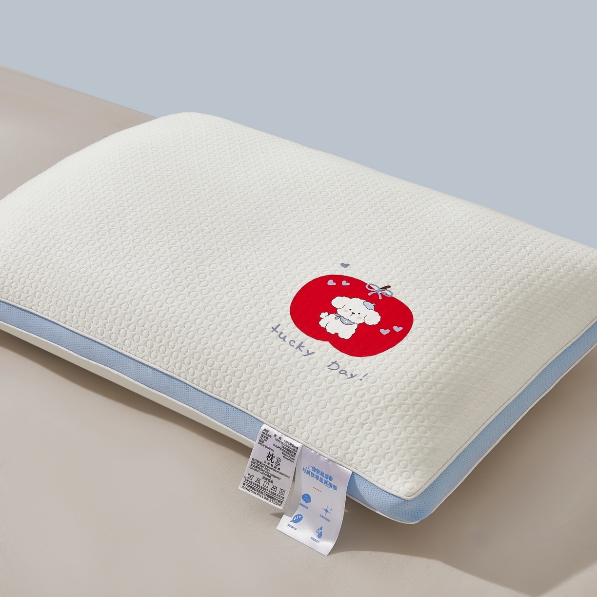 91家纺网 家纺一手货源 找家纺 小桃姐家纺 2025新款针织烫画小苹果舒睡枕枕头枕芯 针织烫画小苹果舒睡枕中-一对-900G