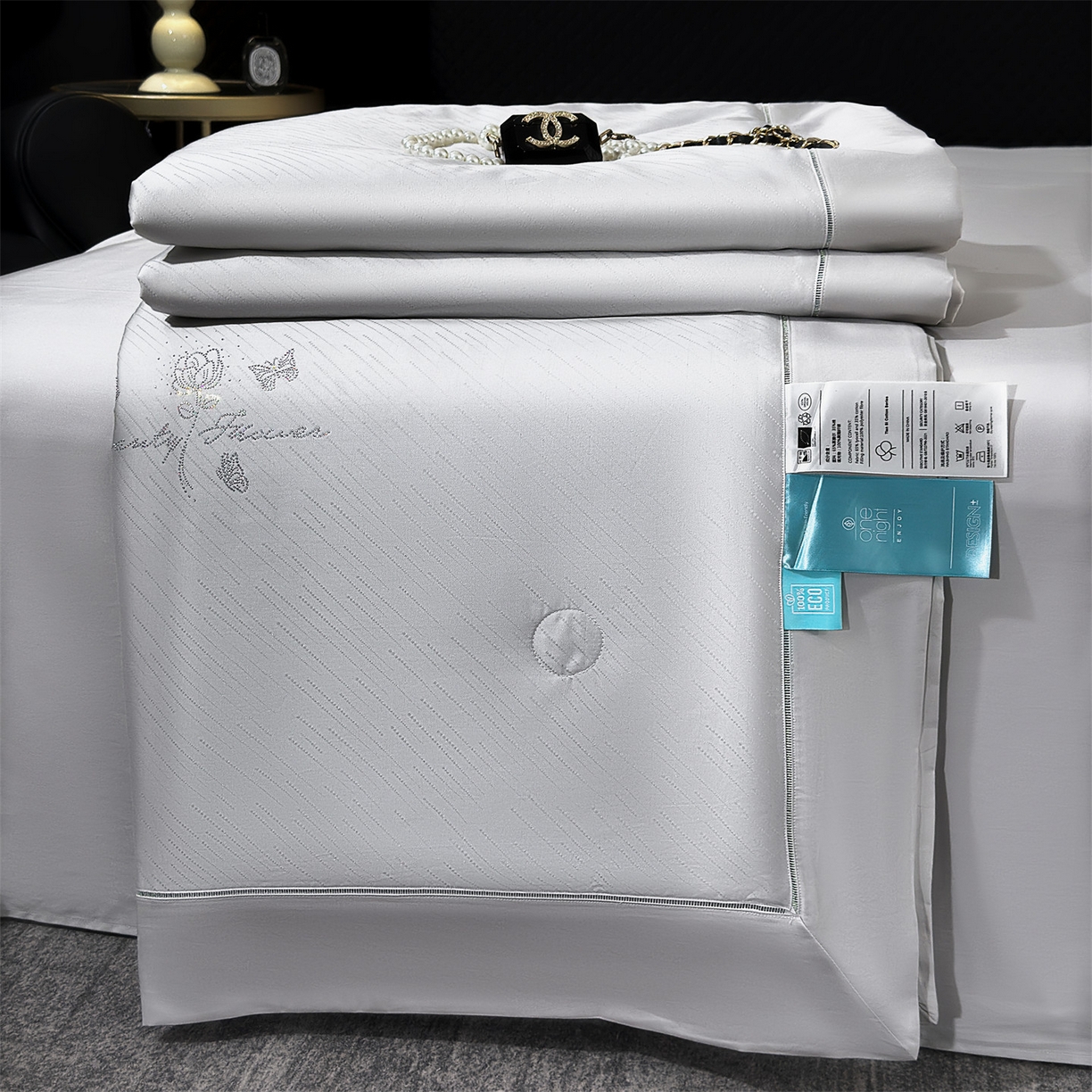 岚司羽 2026春夏新款天丝棉银丝提花夏被四件套夏凉被空调被 璀璨星空 -浩灰