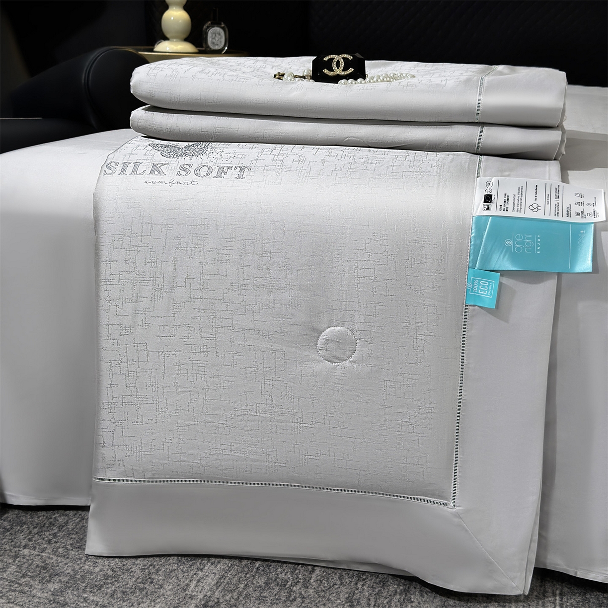 岚司羽 2026春夏新款天丝棉银丝提花夏被四件套夏凉被空调被 香奢-雅灰