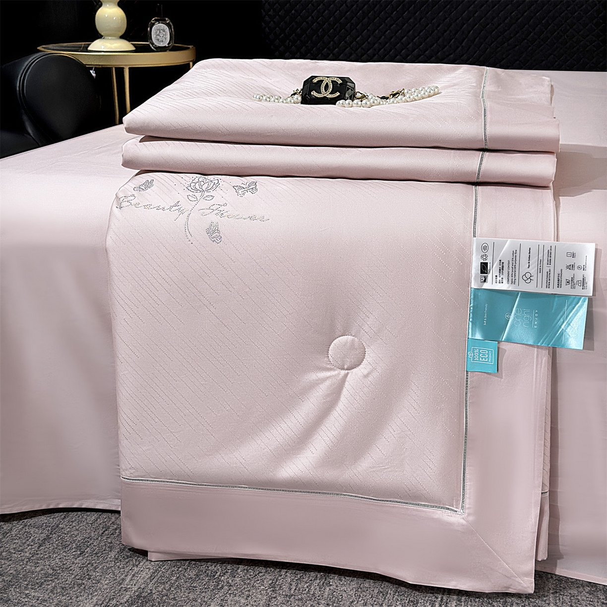 岚司羽 2026春夏新款天丝棉银丝提花夏被四件套夏凉被空调被 璀璨星空 -粉玉