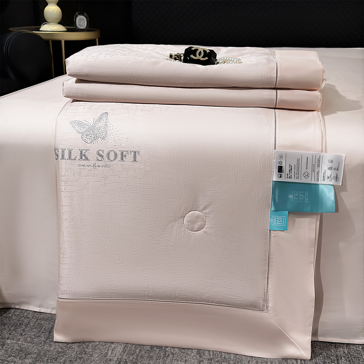 岚司羽 2026春夏新款天丝棉银丝提花夏被四件套夏凉被空调被 香奢-豆玉