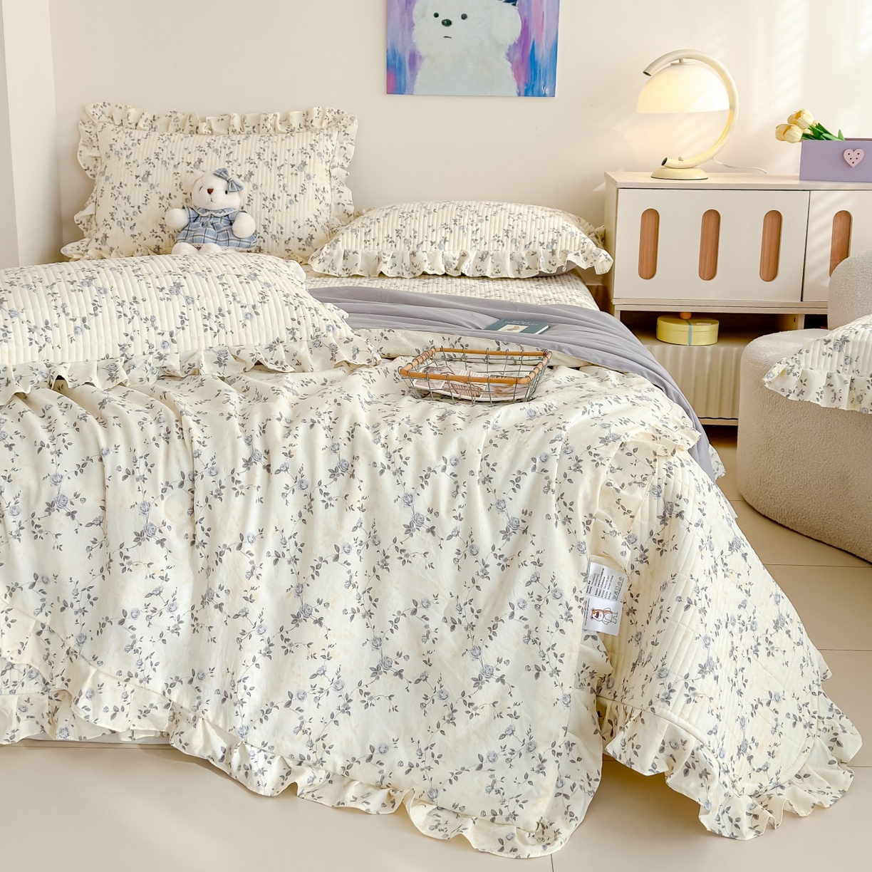 归属 2026春夏新款古法仿棉床盖夏被四件套夏凉被空调被系列 槿上花开