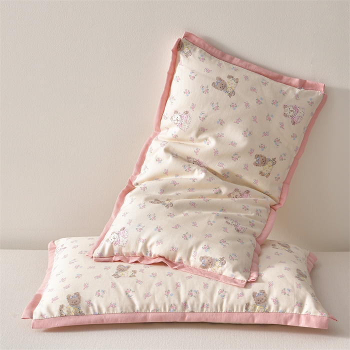 小桃姐家纺 2025新款全棉棉花枕 纯棉全棉卡通棉花枕 纯棉儿童枕芯30*50cm  可拆洗 粉花小兔