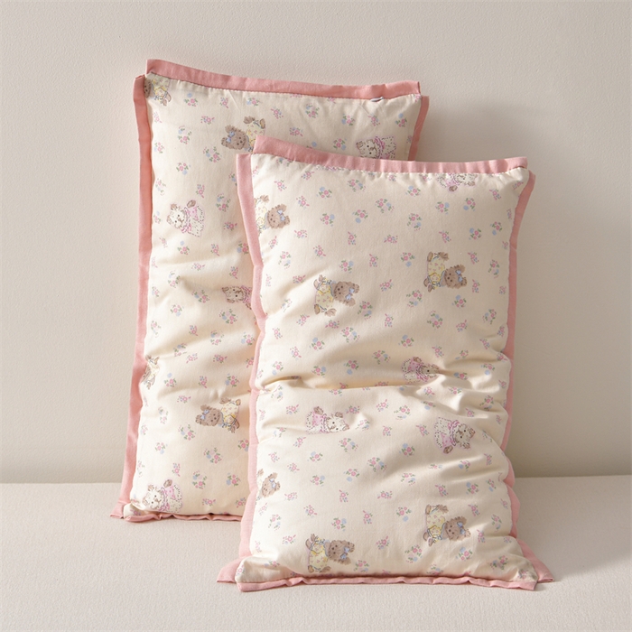 91家纺网 家纺一手货源 找家纺 小桃姐家纺 2025新款全棉棉花枕 纯棉全棉卡通棉花枕 纯棉儿童枕芯30*50cm  可拆洗 粉花小兔