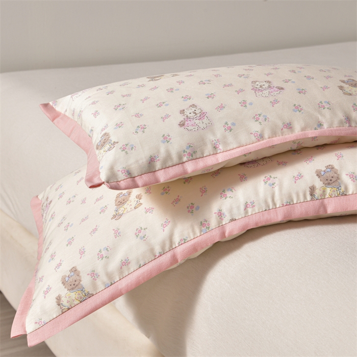 91家纺网 家纺一手货源 找家纺 小桃姐家纺 2025新款全棉棉花枕 纯棉全棉卡通棉花枕 纯棉儿童枕芯30*50cm  可拆洗 粉花小兔