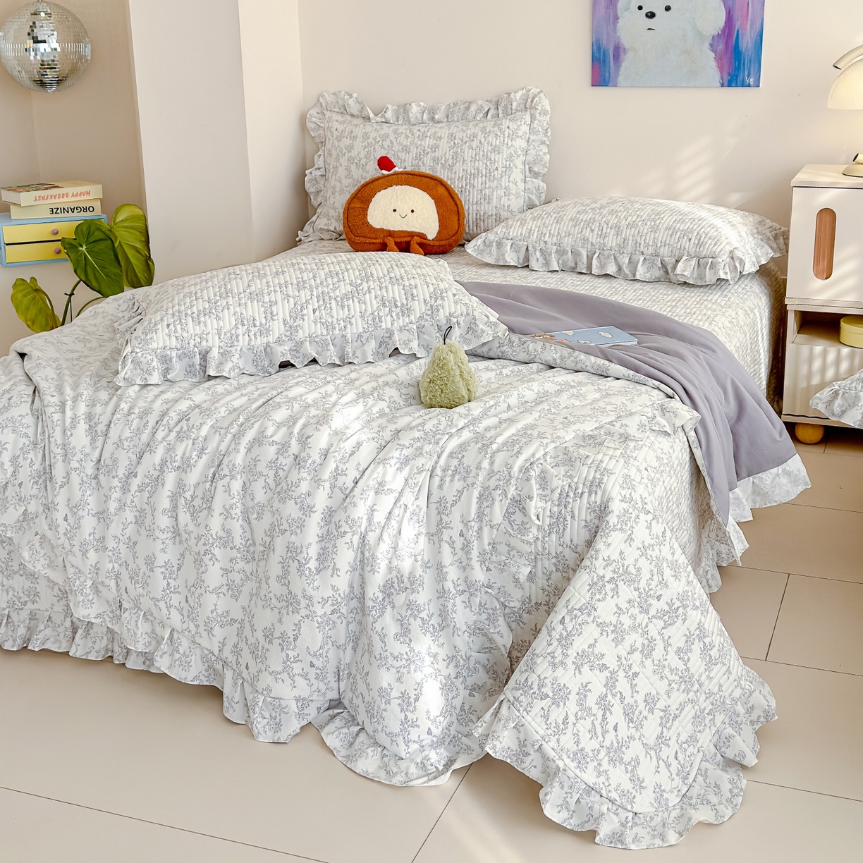 91家纺网 家纺一手货源 找家纺 归属 2026春夏新款古法仿棉床盖夏被四件套夏凉被空调被系列 靳叶清欢