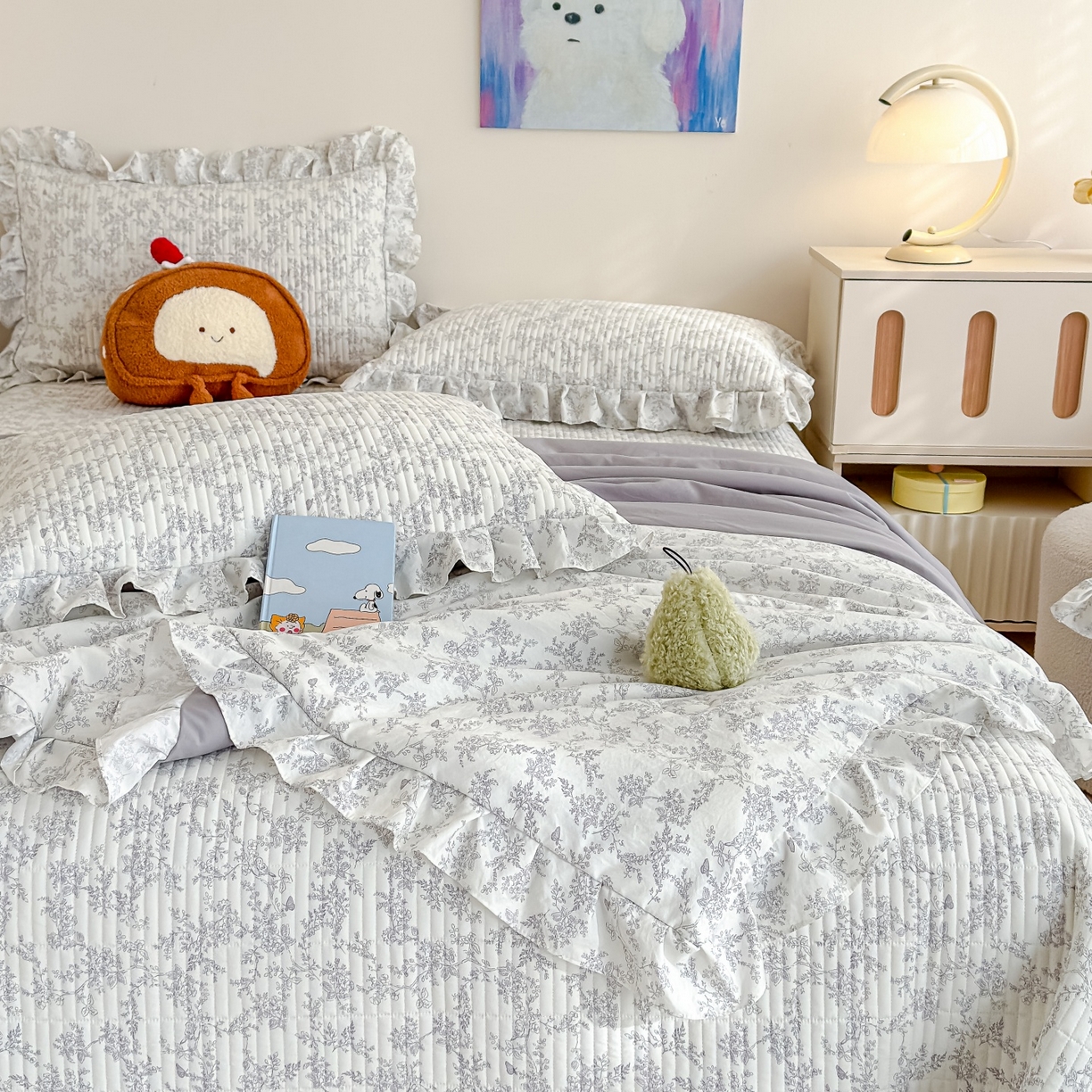 91家纺网 家纺一手货源 找家纺 归属 2026春夏新款古法仿棉床盖夏被四件套夏凉被空调被系列 靳叶清欢