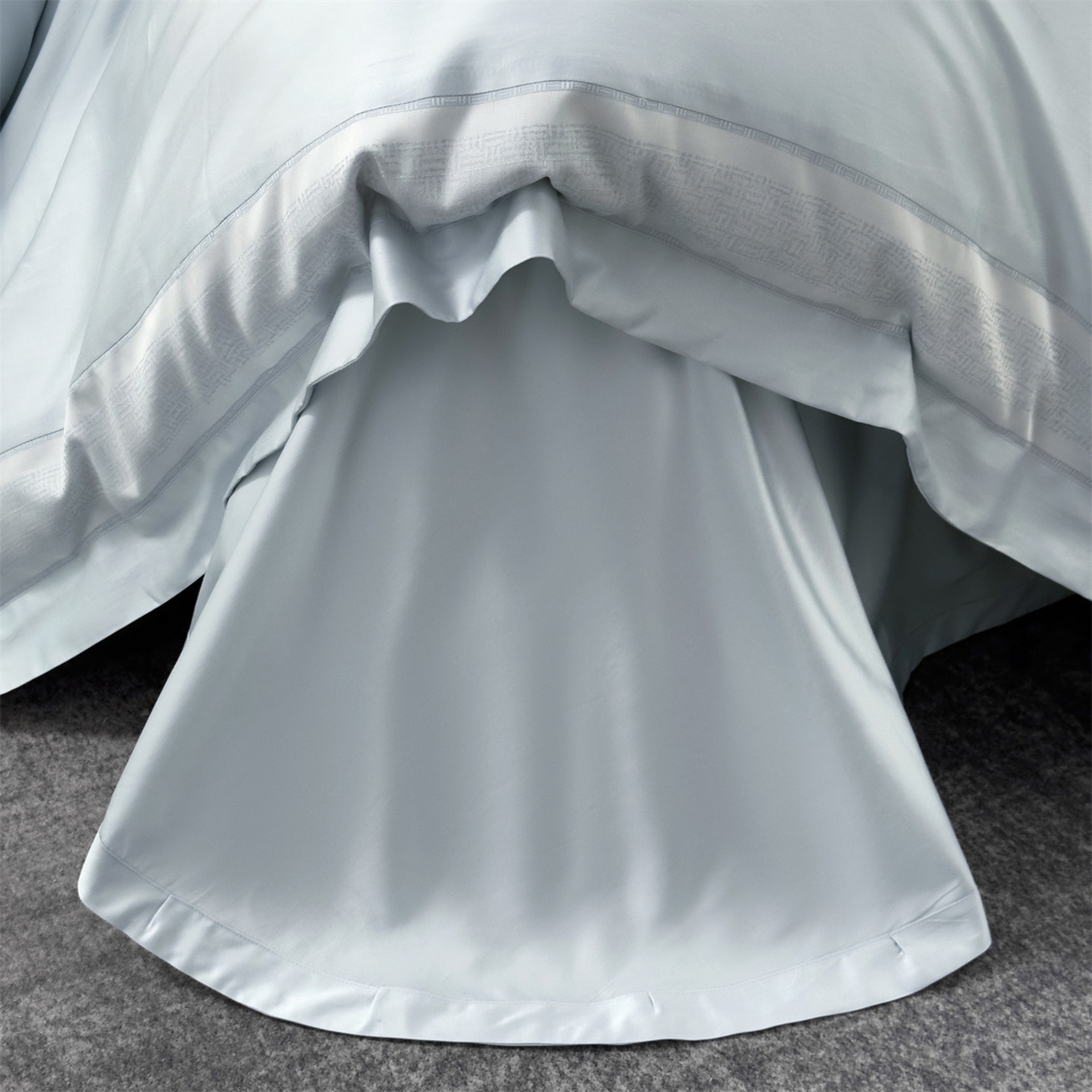 91家纺网 家纺一手货源 找家纺 岚司羽 2026春夏新款天丝棉银丝提花绣花四件套臻雅系列 臻雅--海天蓝