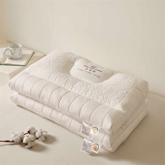 91家纺网 家纺一手货源 找家纺 小桃姐家纺 2025新款新疆棉牵引枕烫画款全棉纯棉定型枕 护颈枕枕头枕芯 新疆棉牵引枕烫画款-中枕