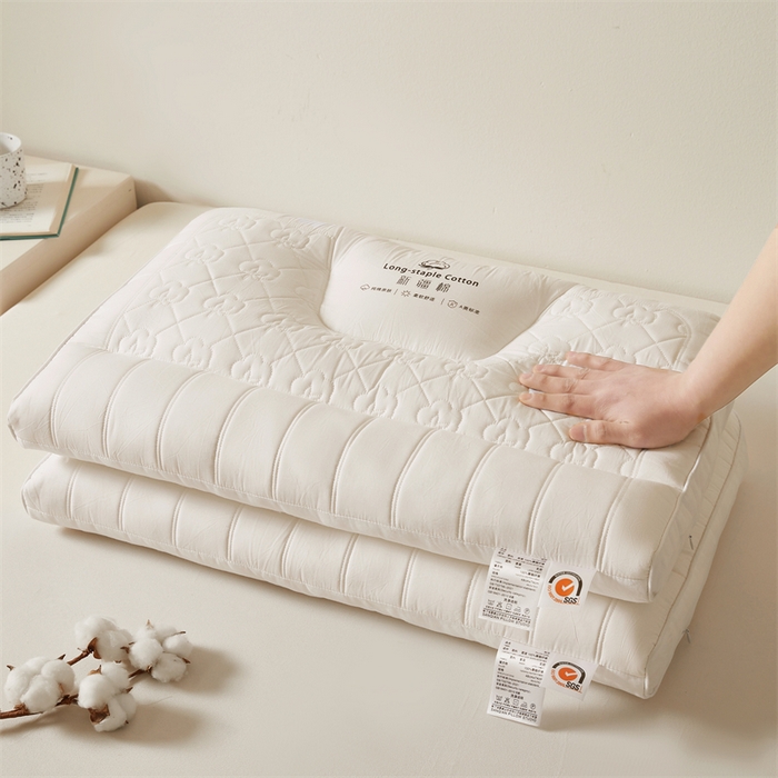 91家纺网 家纺一手货源 找家纺 小桃姐家纺 2025新款新疆棉牵引枕烫画款全棉纯棉定型枕 护颈枕枕头枕芯 新疆棉牵引枕烫画款-中枕