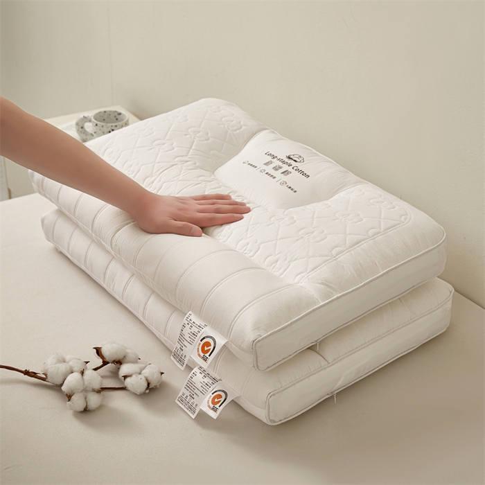 91家纺网 家纺一手货源 找家纺 小桃姐家纺 2025新款新疆棉牵引枕烫画款全棉纯棉定型枕 护颈枕枕头枕芯 新疆棉牵引枕烫画款-高枕