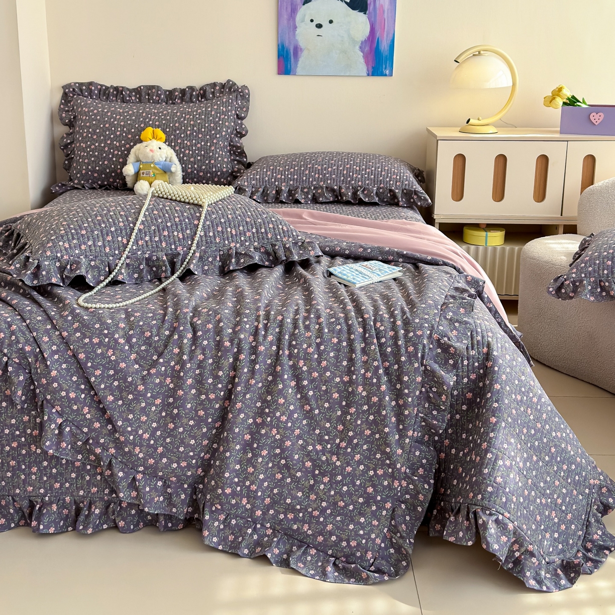 归属 2026春夏新款古法仿棉床盖夏被四件套夏凉被空调被系列 流年花影