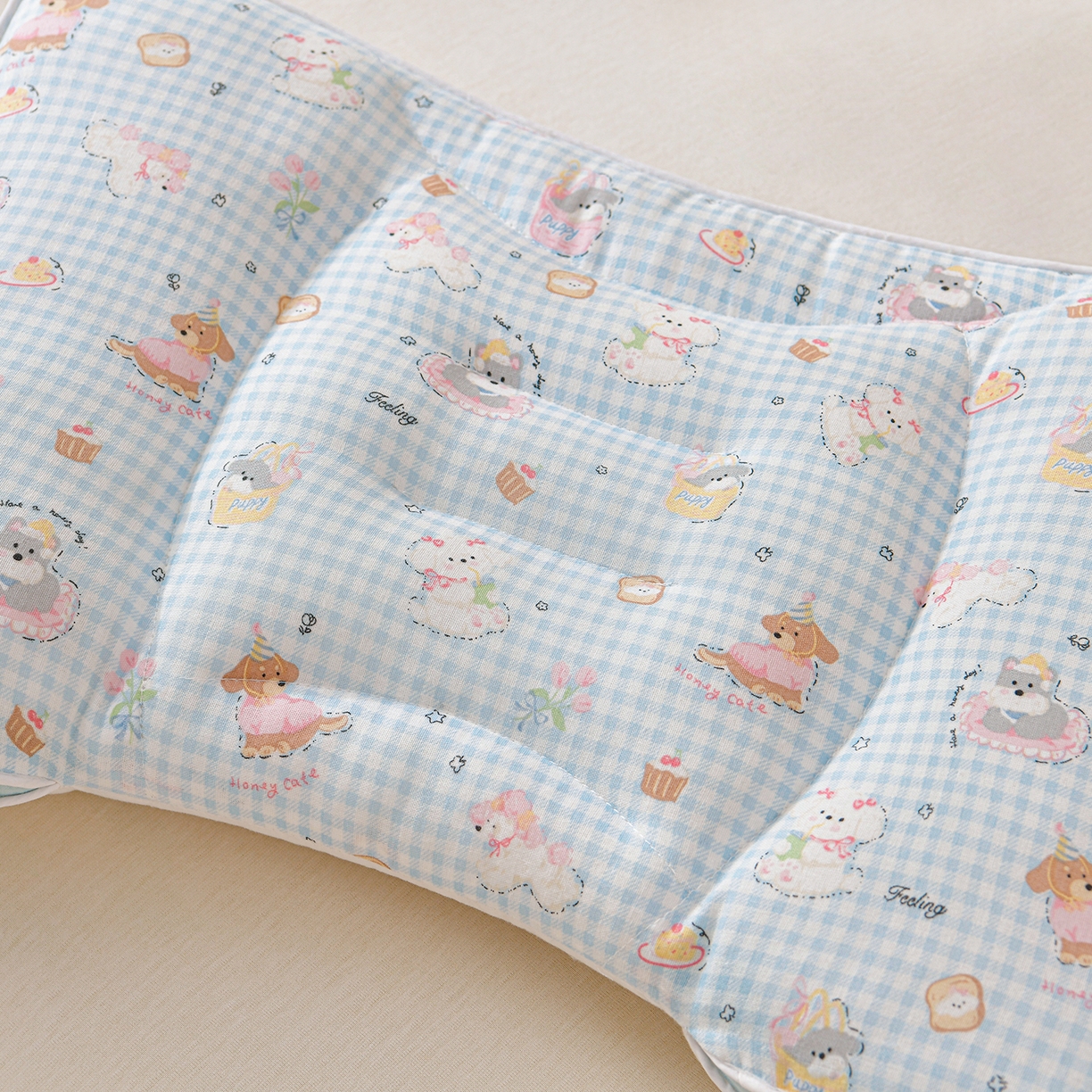 91家纺网 家纺一手货源 找家纺 小桃姐家纺 2025新款纯棉五分区定型枕 枕头枕芯 蓝色修狗