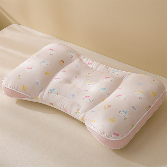 91家纺网 家纺一手货源 找家纺 小桃姐家纺 2025新款纯棉五分区定型枕 枕头枕芯 粉色猫猫