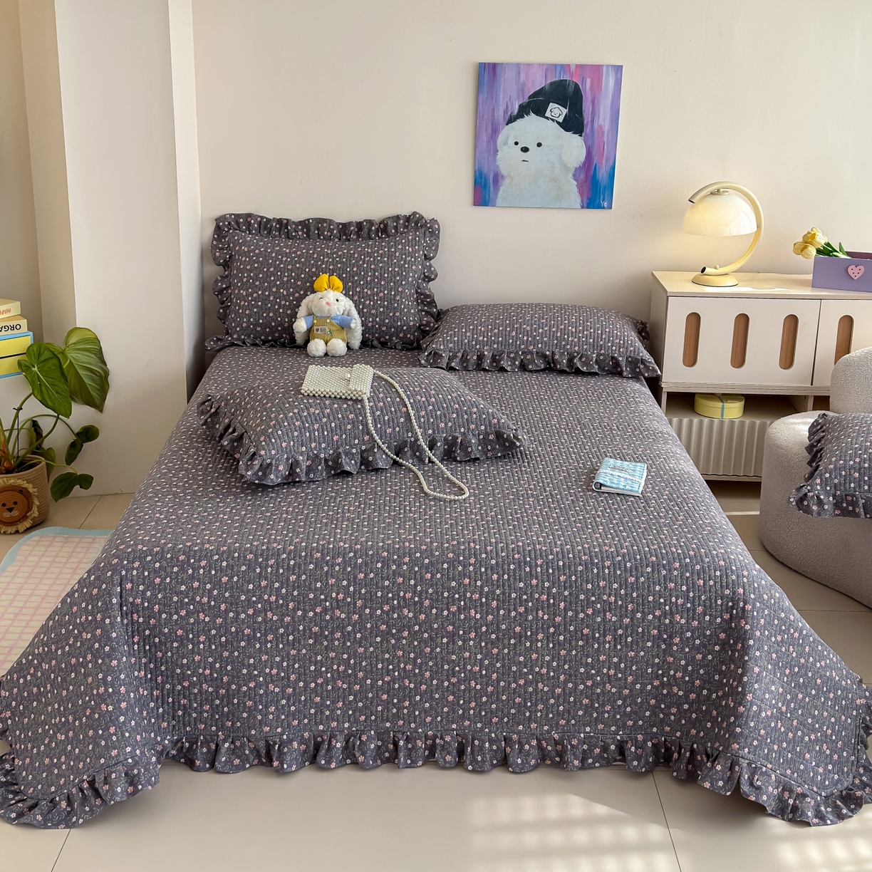 91家纺网 家纺一手货源 找家纺 归属 2026春夏新款古法仿棉床盖夏被四件套夏凉被空调被系列 流年花影