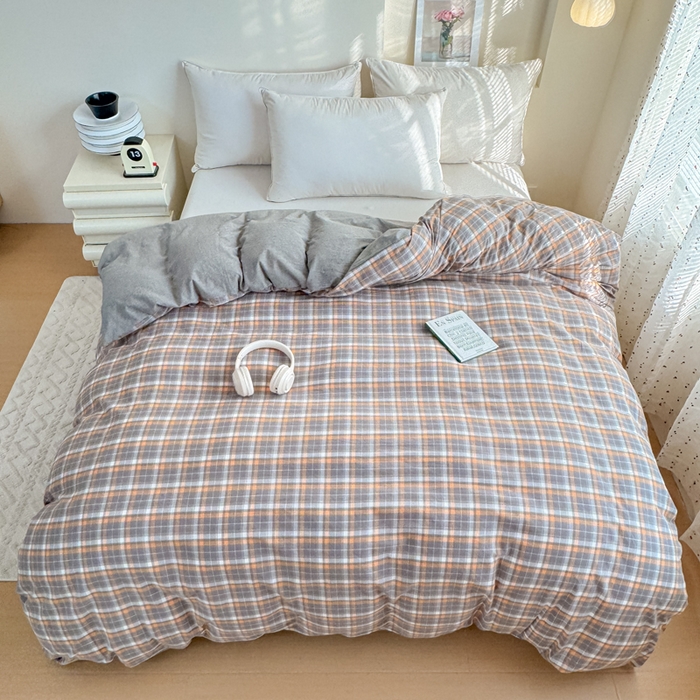 91家纺网 家纺一手货源 找家纺 佑佳家纺 2026新款全棉色织单被套全棉被套单件 洛林-灰