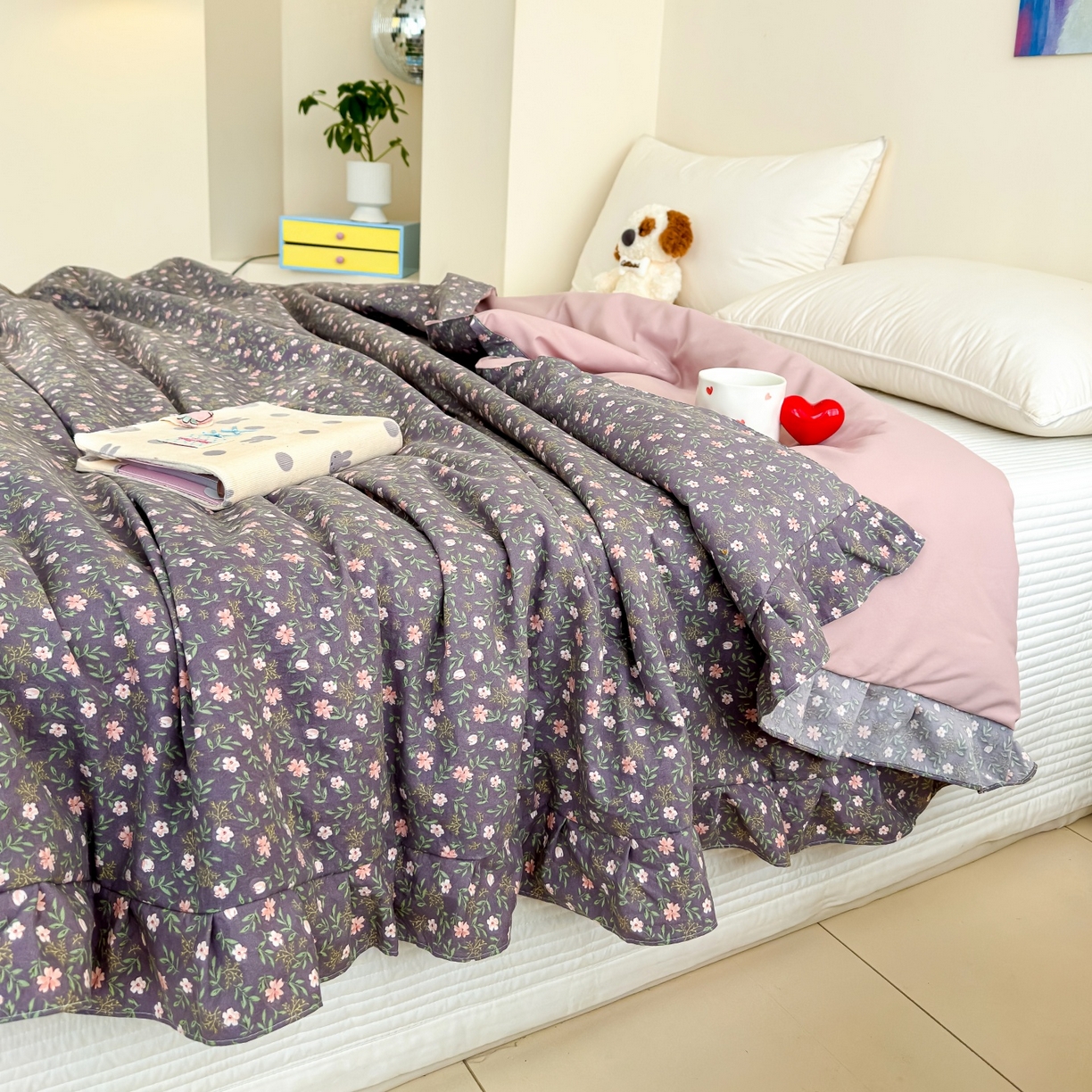 91家纺网 家纺一手货源 找家纺 归属 2026春夏新款古法仿棉床盖夏被四件套夏凉被空调被系列 流年花影