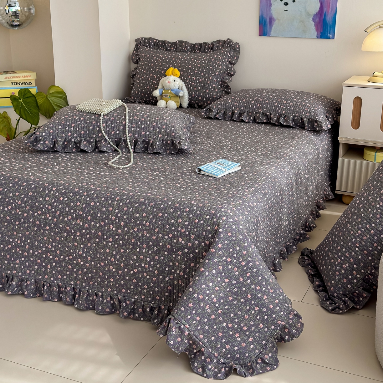 91家纺网 家纺一手货源 找家纺 归属 2026春夏新款古法仿棉床盖夏被四件套夏凉被空调被系列 流年花影