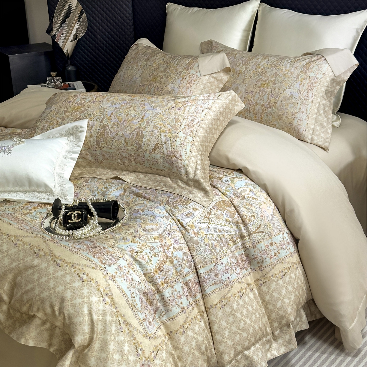 岚司羽 2026春夏新款天丝棉大版数码印花四件套 华尔兹