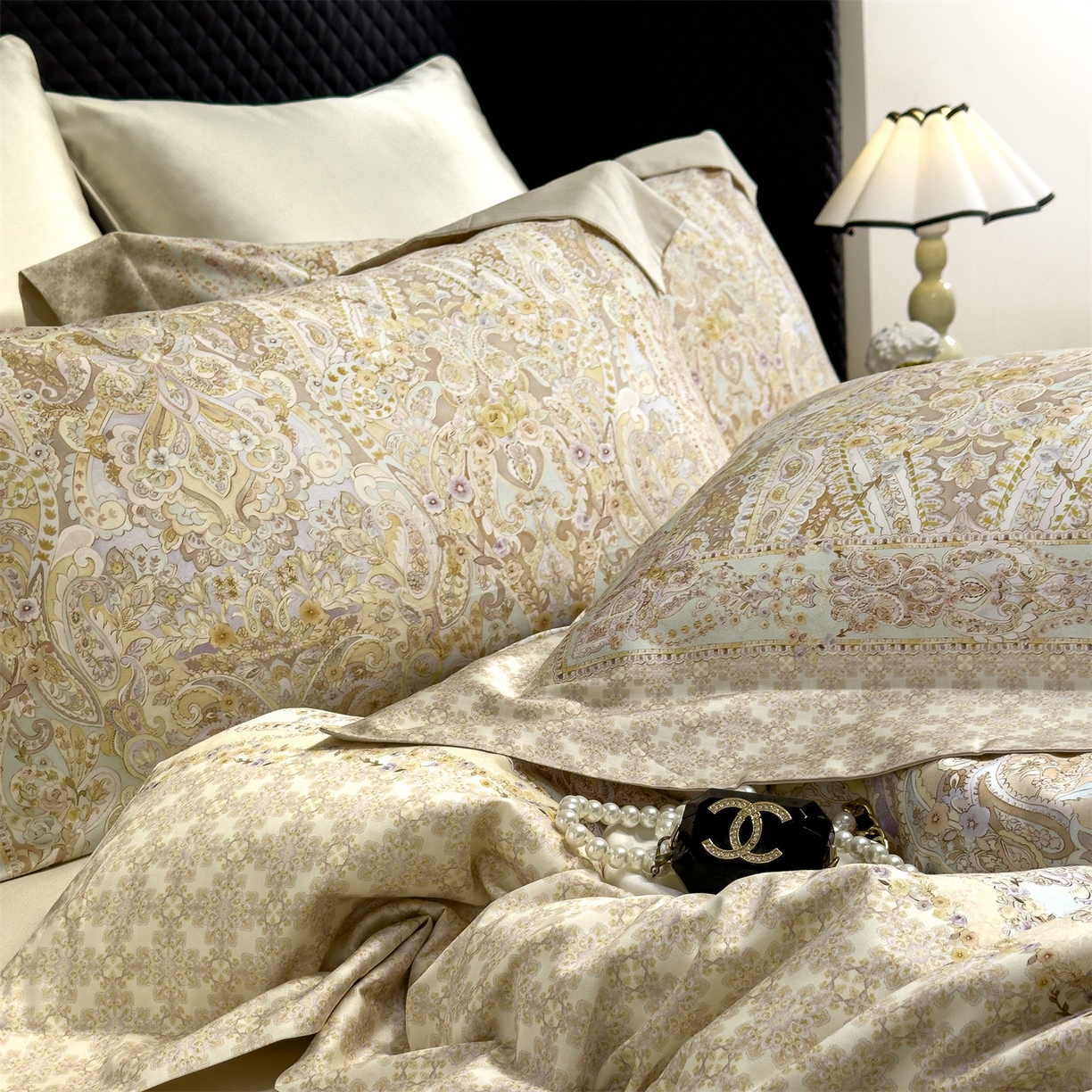 91家纺网 家纺一手货源 找家纺 岚司羽 2026春夏新款天丝棉大版数码印花四件套 华尔兹