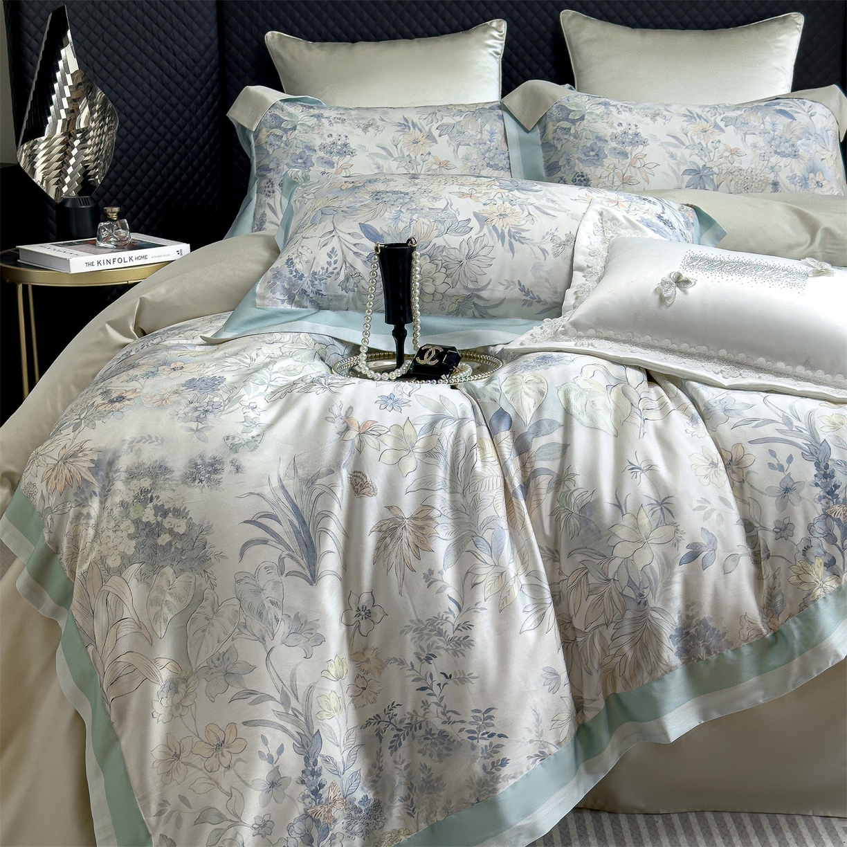 91家纺网 家纺一手货源 找家纺 岚司羽 2026春夏新款天丝棉大版数码印花四件套 玛雅